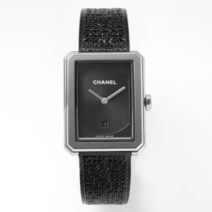 top-tier replicaChanel women's black dial black belt BOY FRIEND series quartzleather strap watch clasp picture