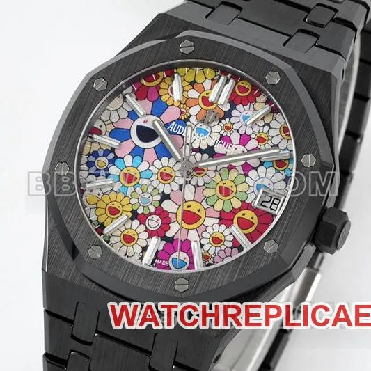 Audemars Piguet collectible watch APS factory Royal Oak flower pattern dialceramicsteel bracelet model 15500side live photo