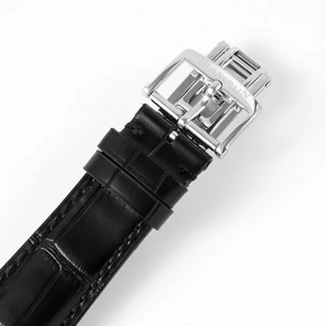 top-tier watch Blancpain men's white dial black belt classic series watch clasp picture