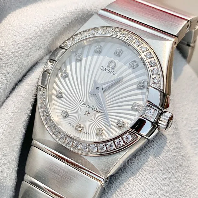 Omega Constellation White Dial 28mm Quartz Watch with Buckle—Actual Photos