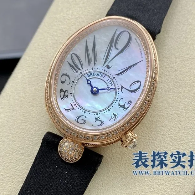 Queen of Naples Breguet watch natural mother-of-pearl plate rose gold diamond silk bracelet8928BR/5W/844 DD0D side view