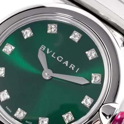 top-tier replicaBvlgari women's green dial18krose goldsteel braceletLVCEA series quartz watch clasp picture