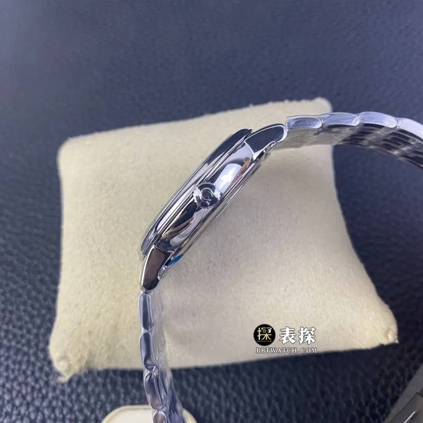 A+ factory Omega De Ville top-tier watch men's blue teddy bear pattern plate steel bracelet model pictures and prices front live photo