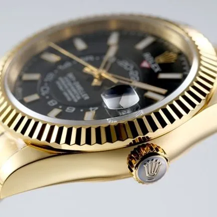 top-tier replicaRolex men's black dial gold steel bracelet Navigator series mechanical watch front view