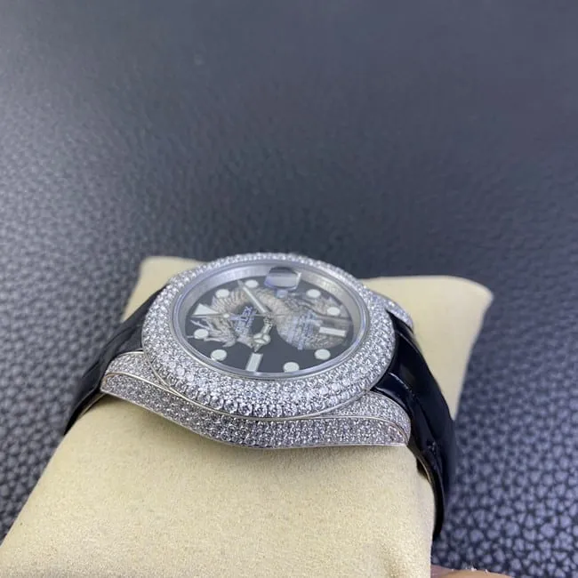 top-tier replicaRolex men's watch black dial black belt full automatic movementSubmarinerclasp picture