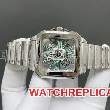 collectible watch CartierMLF factory Santos green hollow disc mechanical side live photo