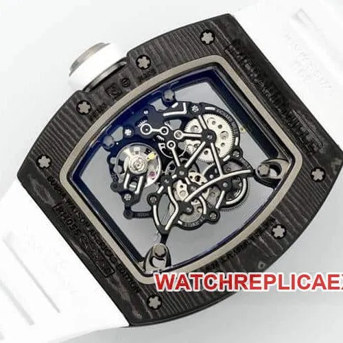 APSRichard Mille1:1top-tier carbon fiber case white rubber model RM055clasplive photos