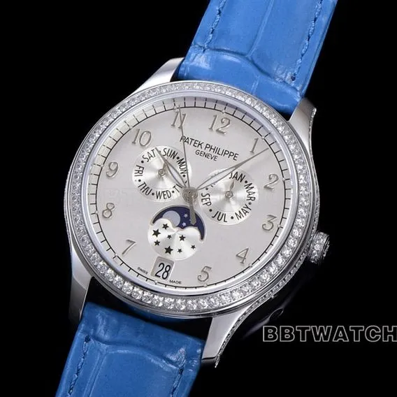 ZP factory Patek Philippe complex function timepiece top-tier watch white dialleather strap model 4947G-010side live photo