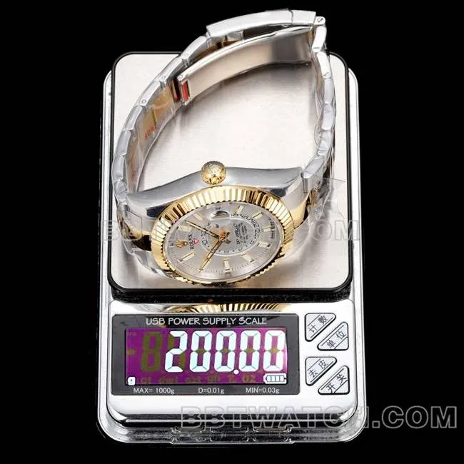 top-tier watch Navigator AR+ factory Rolexwhite dial mechanical room gold steel braceletside live photo