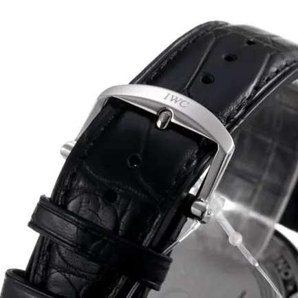 V7 factory top-tier replicaIWC watch men's white dial black belt automatic movement wave fino leather strap watch seven stars recommended detail shots