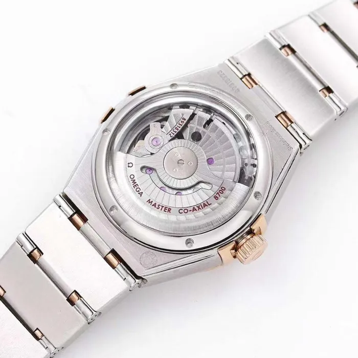 top-tier watch Omega women's brown plate constellation series steel bracelet watch detail shots