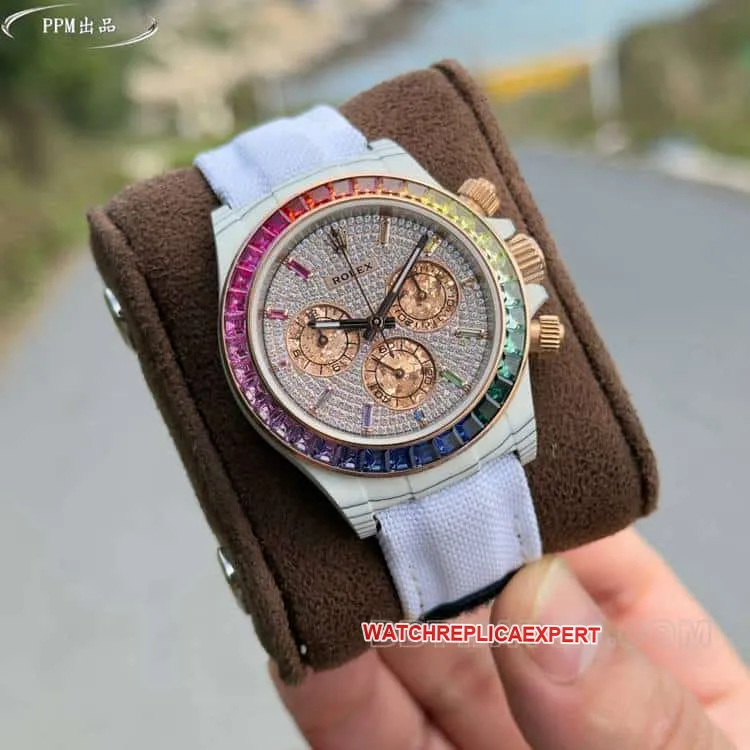 PPMRolexDaytona1:1super cloneRainbowDi116595front live photo