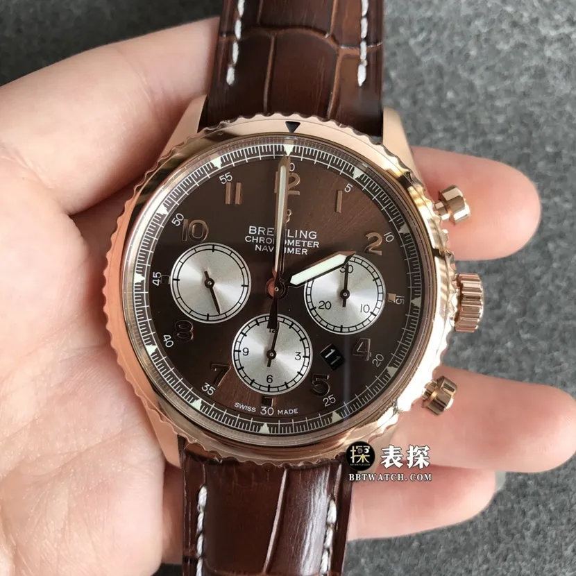 BL Factory Breitling Legend Aviation Watch Men's Brown Panda Disc Leather Strap Model Pictures and Prices side live photo