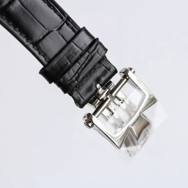 top-tier watch Vacheron Constantin men's white dial black belt heritage series automatic movement watch side view