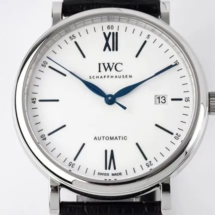 ZF Factorytop-tier watch IWC white dial black belt Portofino series leather strap automatic movement watch clasp picture