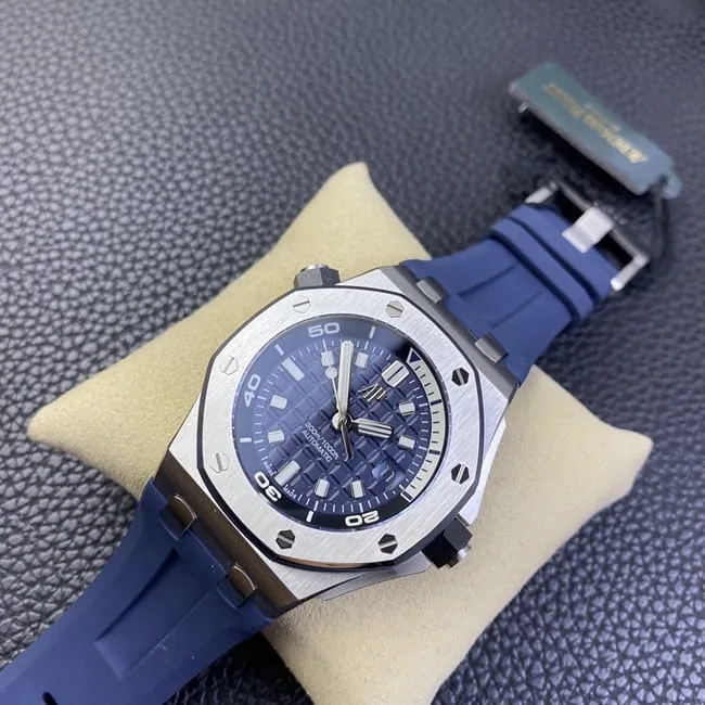 BF Factory Audemars Piguet Top Automatic Mechanical Men's Blue Plate Blue Rubber Band New Watch Side View