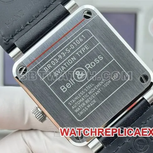 collectible watch Bell & Ross black dial 42mm dual time zone leather strap model side live photo