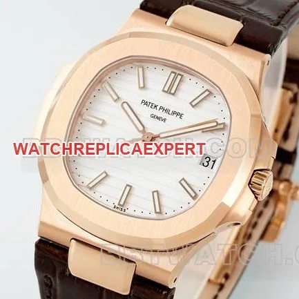1:1replica watch NautilusDDF factory Patek Philippewhite dial leather bracelet5711side live photo