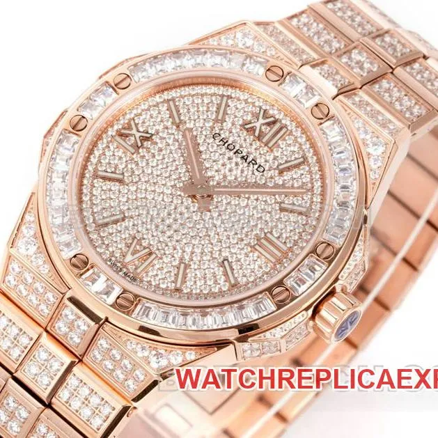 Chopard's collectible watch GH factory Xueshan Aoyi 41mm pavé diamond rose goldsteel bracelet bracelet live photos