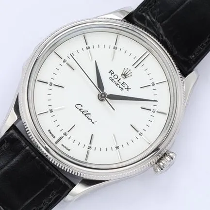 top-tierhigh-quality watch Rolex Cellini series men's white dial automatic movementleather strap watch clasp picture