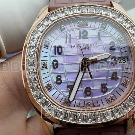 Patek Philippe collectible watch grenade white mother of pearl disc rubber model side live photo