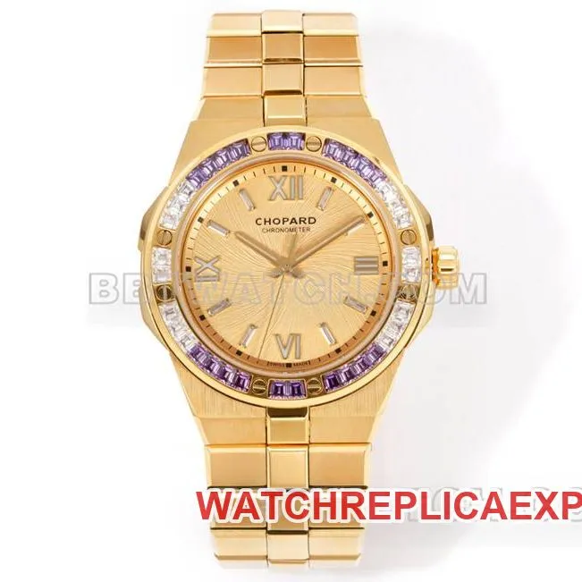 Chopard top collectible watches GH factory snow mountain proud wing gold plate purple stone diamond ring gold steel strap models strap real picture
