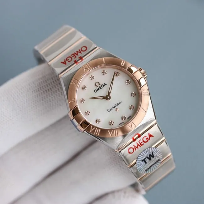 TW factory top-tier replicaOmega watch constellation series quartz women's white dialsteel bracelet watch movement picture