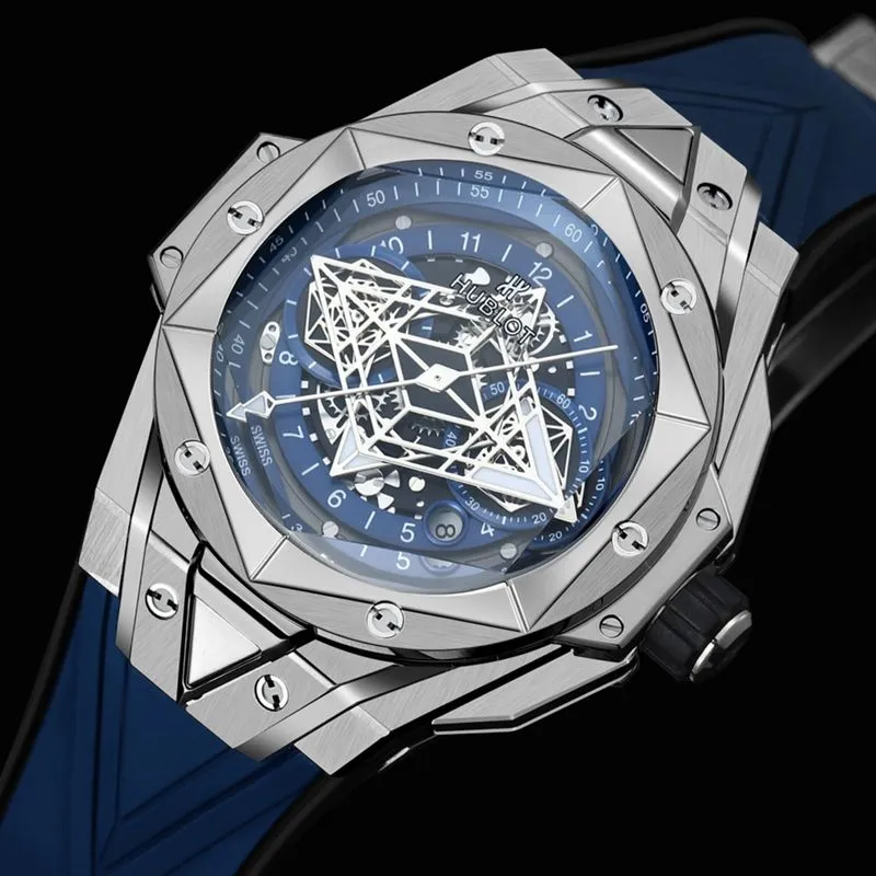 HublotHublotreplica watch new BigBangSangBleuII tattoo men's mechanical watch clasp picture