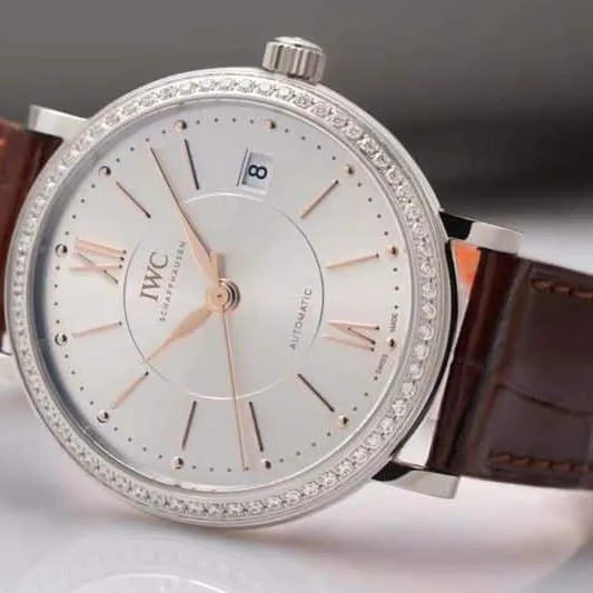 Front view of IWCreplica’s masterpiece, women’s Portofino ultra-elegant watch