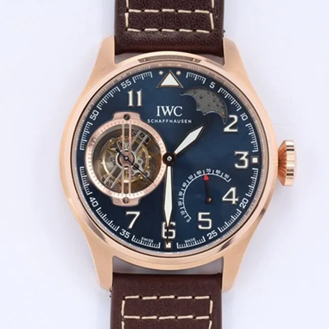 top-tier watch IWC men's blue dial hour room pilot series tourbillon watch bracelet picture