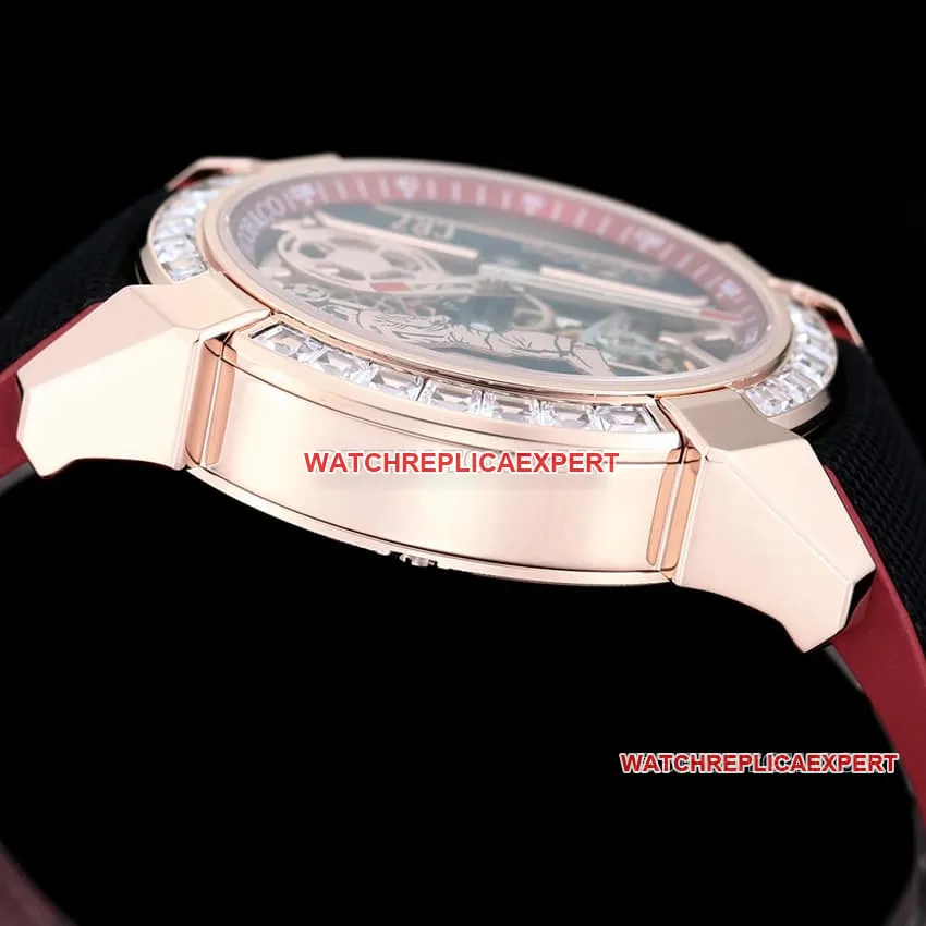 TW factory Czech Leopard top-tier replicaC Ronaldo CR7 jointly customized diamond bezel black and red model side live photo