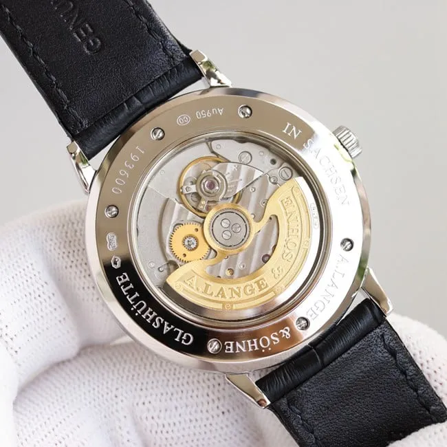 top-tier Lange SAXONIA series two-hand silver steel case watch clasp picture