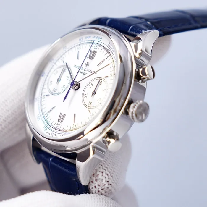 top-tier watch Vacheron Constantin men's white dial 1955 series steel bracelet watch front view