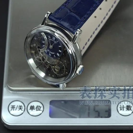 ZF Breguet watch blue gold engraved dialleather strap model 7097BB/GY/9WUclasp picture