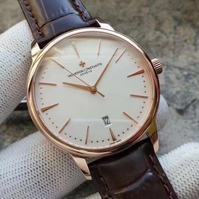 MKS Factorytop-tier replicaVacheron Constantin men's white dial brown belt heritage series 85180automatic movementleather strap watch movement picture
