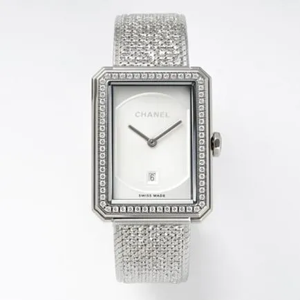 top-tier replicaChanel women's white dialsteel braceletBOY FRIEND series quartz watch side view
