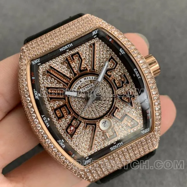 ABF factory Frank Muller collectible watch V45 diamond plate gold diamond case leather braceletbraceletlive photos