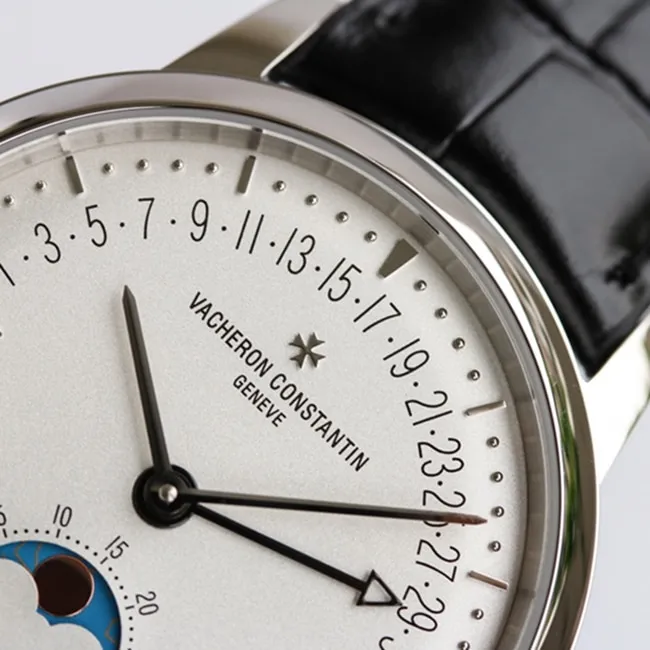 top-tier watch Vacheron Constantin men's white dial black belt heritage series automatic movement watch clasp picture