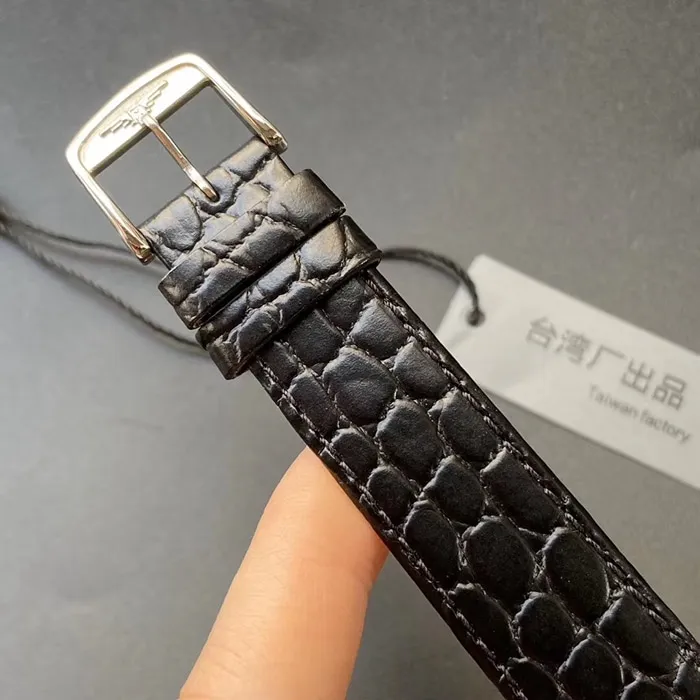 top-tier watch Longines couple watch white dial black belt Jialan series quartzleather strap watch side view
