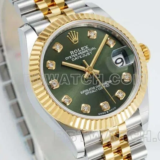 ARF FactoryRolex log top-tier 1:1high-quality replicagreen dial31mm gold five-grid chain link278273side live photo