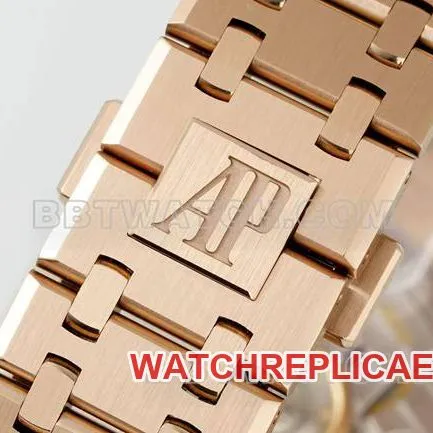 collectible watch DDF factory Audemars PiguetRoyal Oakblue dialrose gold4302 mechanical 15510side live photo