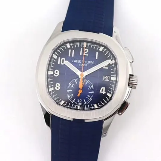 OM Factory Top Patek Philippe Nautilus Chronograph Watch New 5968A-001 Integrated Movement Watch Blue Side View