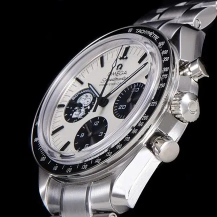 Top Omega men's watch, white dial, steel strap, Snoopy series, automatic mechanical watch, buckle diagram
