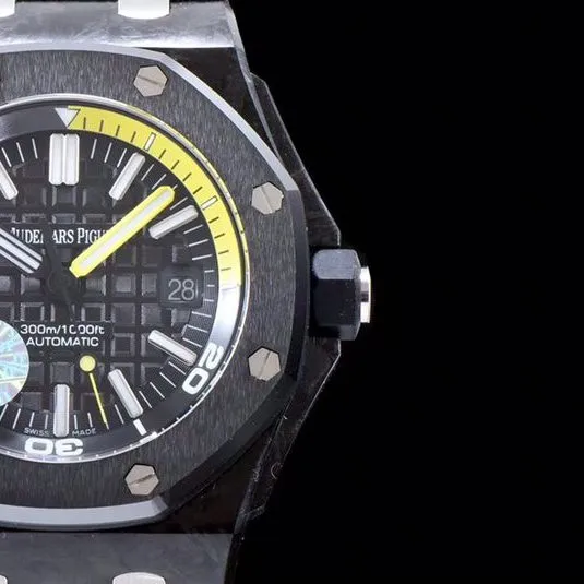 Audemars Piguet Top collectible watches 15706 Series Ceramic Bezel Black Disc Men's Mechanical Wristwatch Buckle Figure