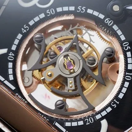 ABF Factory Top Frank Muller Men's Watch Tourbillon Men's Black Plate Black Strap Manual Winding Mechanical Belt Side View