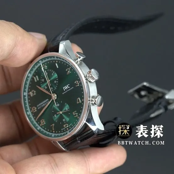 ZF FactoryIWC Portugal top-tier watch green dial silver needle leather strap model pictures and prices front live photo