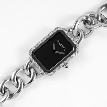 top-tier replicaChanel women's black dialsteel braceletPremiere series quartz watch detail shots