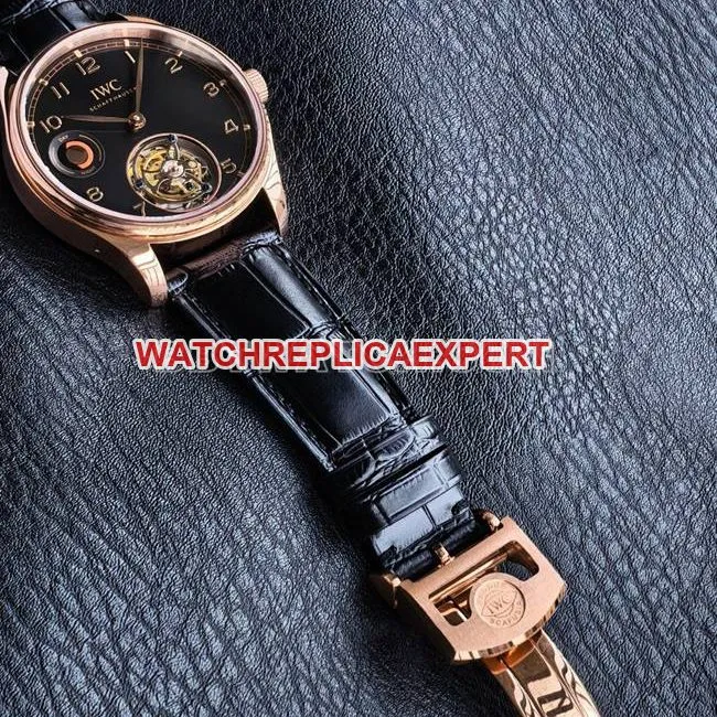 top-tier watch IWCTUR factory Portugal rose goldblack dialtourbillonfront live photo