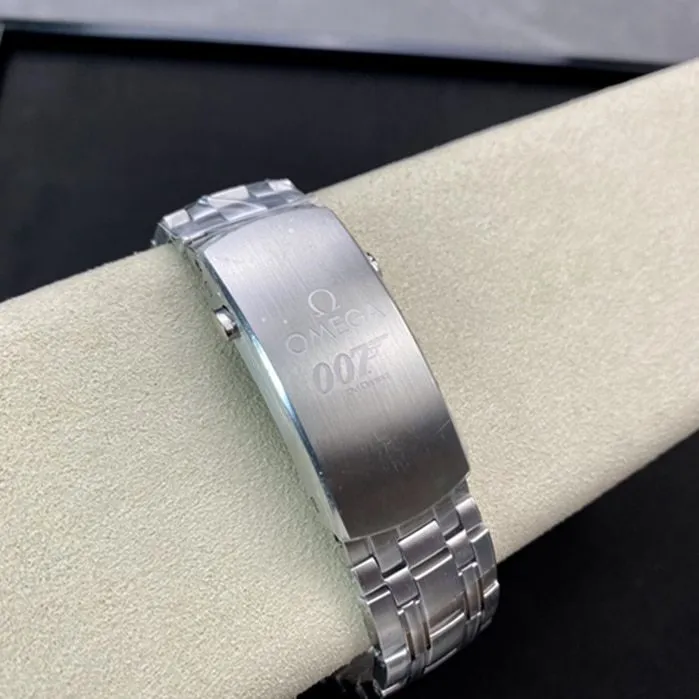 top-tier watch Omega men's blue dialSeamaster series steel bracelet watch detail shots