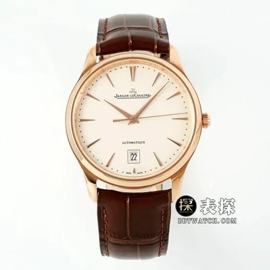 IM master Jaeger-LeCoultre1:1replica watch men's eggshell yellow plate rose goldleather strap model 1232510caseback live photo